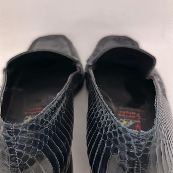 Carlos Falchi Black Reptile Print Leather Loafers Size 5 - EUC - Picture 10 of 12